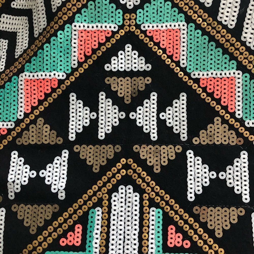 Express multi color tribal pattern sequined mini … - image 4